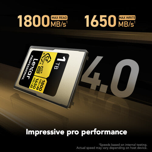 Lexar 1TB Professional GOLD CFexpress 4.0 Tipo A Tarjeta de Memoria 1800 MB/s Lectura 1650 MB/s Escritura