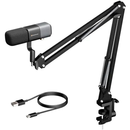 NearStream AM20X Micrófono Condensador Supercardioide XLR USB con Brazo Boom y Cancelación de Ruido AI