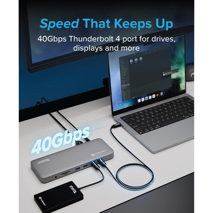 Plugable TBT-UDM Estación de acoplamiento Thunderbolt 4 13 en 1 con 2 HDMI 40 Gb/s 240W