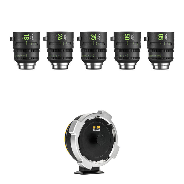 NiSi AUREUS PRIME T1.4 Kit de 5 lentes cine PL a Sony E 18-85mm