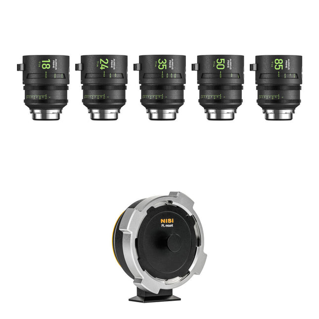 NiSi AUREUS PRIME T1.4 Kit de 5 lentes cine ARRI PL a Canon RF 18-85mm T1.4-22