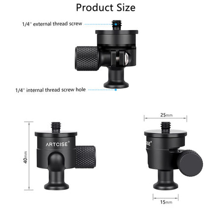 ARTCISE IB18-1 Mini Rótula Metal Soporta 4 kg Incluye Adaptador
