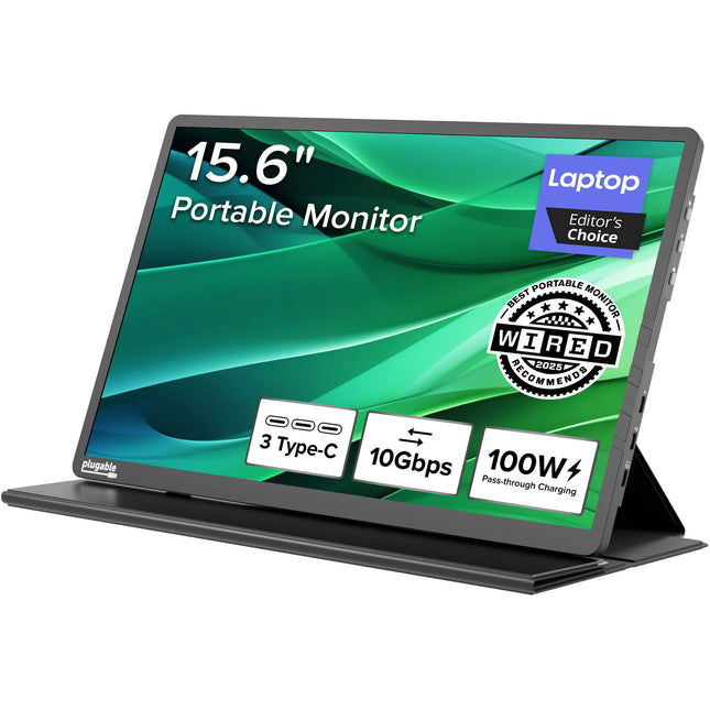 Plugable Monitor portátil USB-C 15.6" Full HD 1920x1080 300 nits con funda de viaje