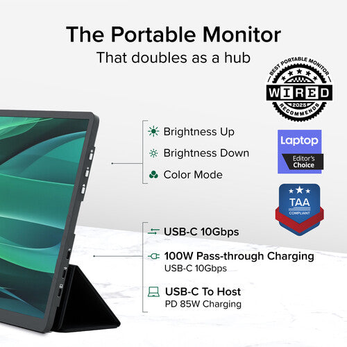 Plugable Monitor portátil USB-C 15.6" Full HD 1920x1080 300 nits con funda de viaje