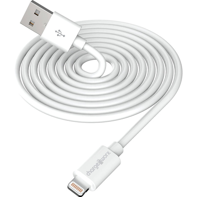 ChargeWorx Cable Lightning a USB-A para Carga y Sincronización 3 pies Blanco