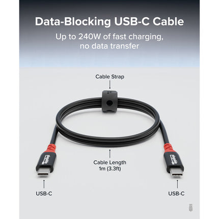 Plugable Cable de Carga USB-C 240W 3.3' con Bloqueo de Datos y Correa
