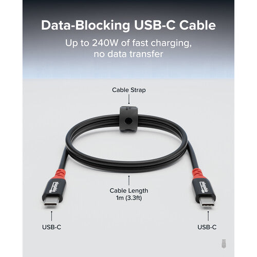 Plugable Cable de Carga USB-C 240W 3.3' con Bloqueo de Datos y Correa