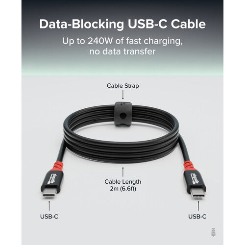 Plugable Cable USB-C 240W 6.6' con Bloqueo de Datos y Correa