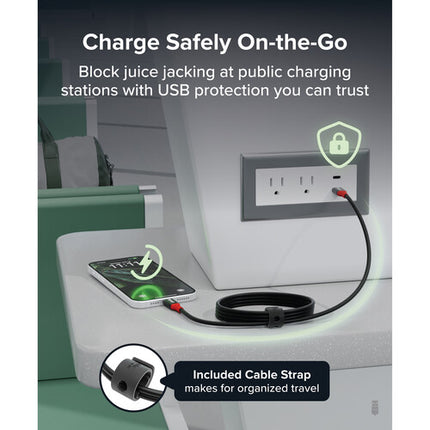 Plugable Cable USB-C 240W 6.6' con Bloqueo de Datos y Correa