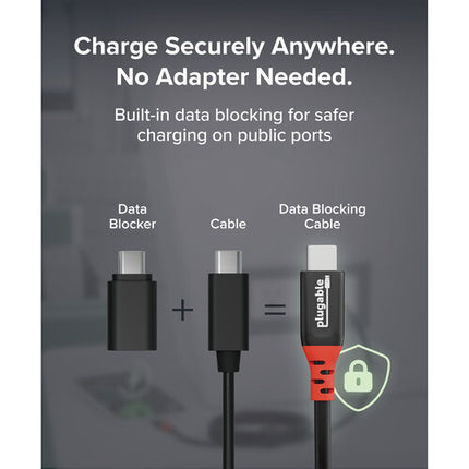 Plugable Cable USB-C 240W 6.6' con Bloqueo de Datos y Correa