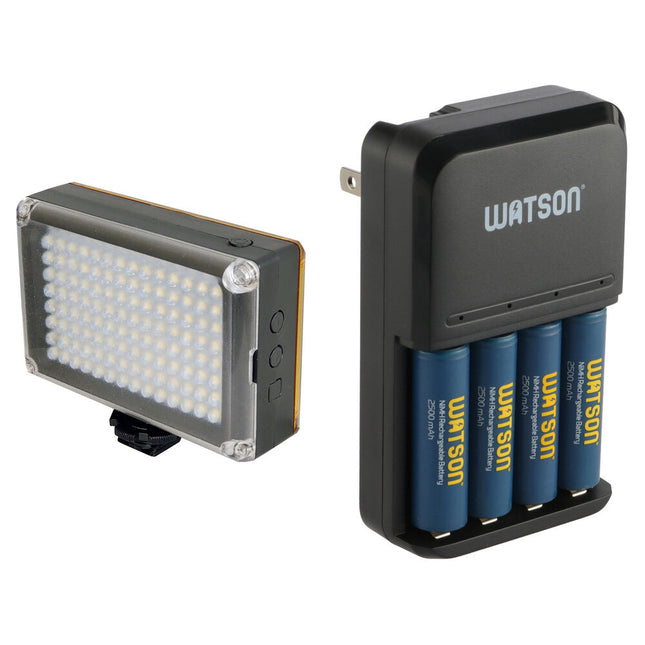 Sunpak LED-112 Luz LED y Flash con Cargador Watson 4 Bahías y 4 Pilas AA NiMH