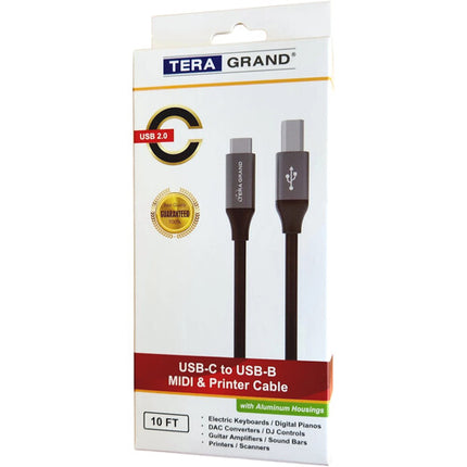 Tera Grand Cable USB-C a USB-B 2.0 3 metros 480 Mb/s con blindaje EMI