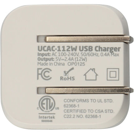 Xcellon Cargador de Pared USB-A 12W con Diseño Compacto Plegable Blanco