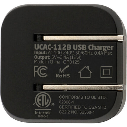 Xcellon Cargador de Pared USB-A 12W Compacto con Enchufe Plegable Negro