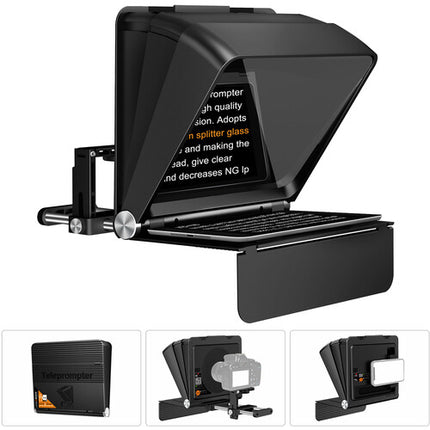 LENSGO TC7II Kit portátil de teleprompter para Smartphones y cámaras con vidrio 70/30 y control remoto