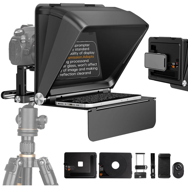LENSGO TC7II Kit portátil de teleprompter para Smartphones y cámaras con vidrio 70/30 y control remoto