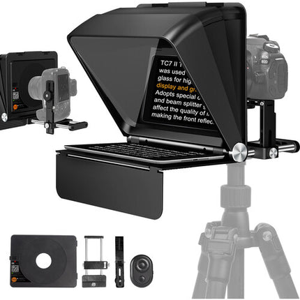 LENSGO TC7II Kit portátil de teleprompter para Smartphones y cámaras con vidrio 70/30 y control remoto