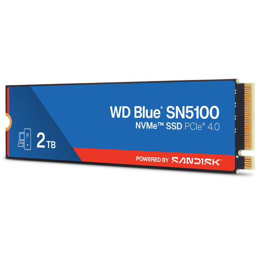 WD 2TB Blue SN5100 SSD interno NVMe PCIe 4.0 M.2 2280 7100 MB/s lectura 6700 MB/s escritura garantía 5 años