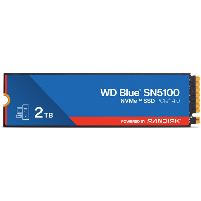 WD 2TB Blue SN5100 SSD interno NVMe PCIe 4.0 M.2 2280 7100 MB/s lectura 6700 MB/s escritura garantía 5 años