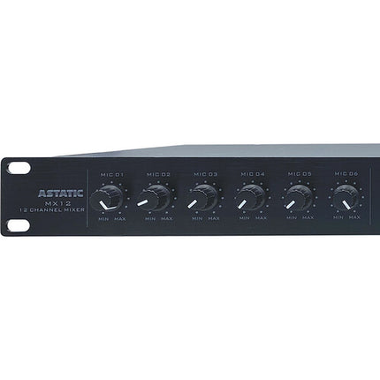 Astatic MX12S Mesa de Mezclas Rack 12 Canales 1 RU 6 Entradas XLR