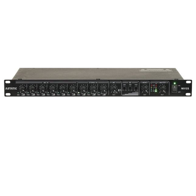 Astatic MX12S Mesa de Mezclas Rack 12 Canales 1 RU 6 Entradas XLR