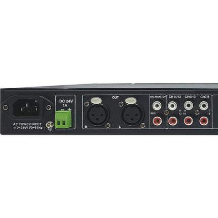 Astatic MX12S Mesa de Mezclas Rack 12 Canales 1 RU 6 Entradas XLR