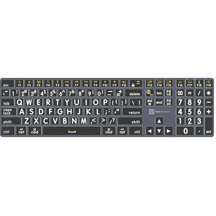 Logickeyboard TITAN Teclado Inalámbrico Gran Impresión Blanco sobre Negro Bluetooth USB-C Mac