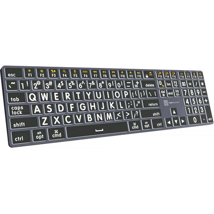 Logickeyboard TITAN Teclado Inalámbrico Gran Impresión Blanco sobre Negro Bluetooth USB-C Mac
