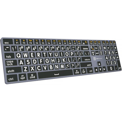 Logickeyboard TITAN Teclado Inalámbrico Gran Impresión Blanco sobre Negro Bluetooth USB-C Mac