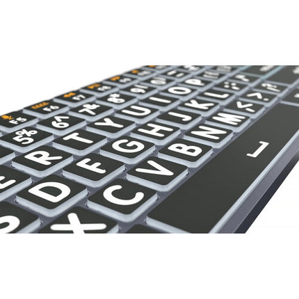 Logickeyboard TITAN Teclado Inalámbrico Gran Impresión Blanco sobre Negro Bluetooth USB-C Mac