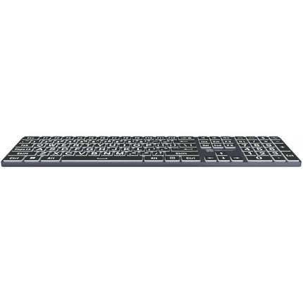 Logickeyboard TITAN Teclado inalámbrico con texto grande blanco sobre negro Bluetooth USB-C batería 300 horas