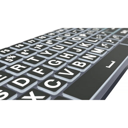 Logickeyboard TITAN Teclado inalámbrico con texto grande blanco sobre negro Bluetooth USB-C batería 300 horas