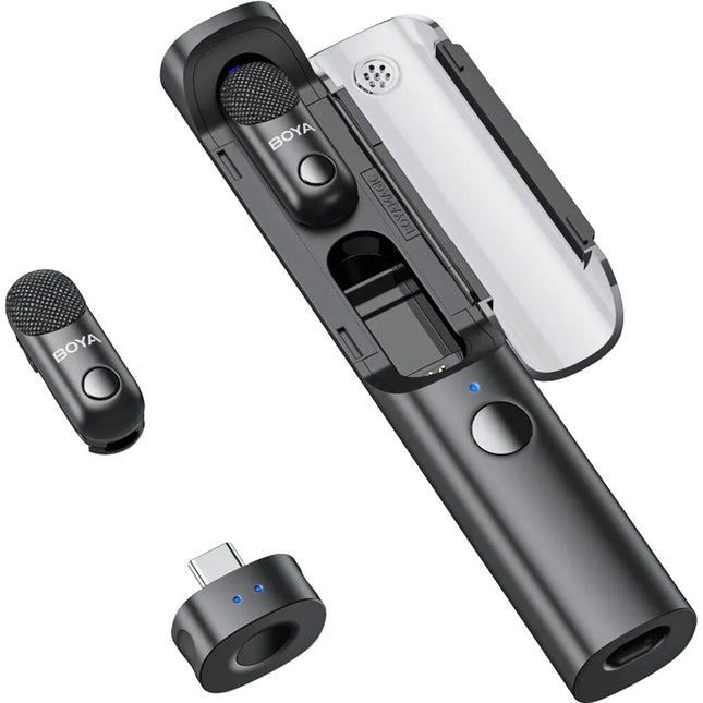 BOYA Magic Sistema de Micrófono Inalámbrico para 2 Personas con USB-C 30 Horas de Batería 100 Metros de Alcance