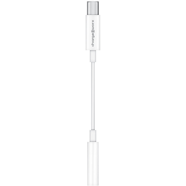 Adaptador ChargeWorx USB-C a Jack 3.5mm Blanco con Conector 3 Pulgadas