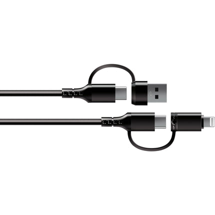 ChargeWorx Cable de carga 4 en 1 USB-C USB-A Lightning 60W 1.8 m negro