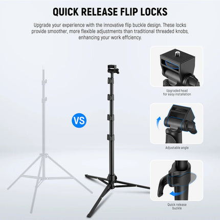 Neewer TS03 Trípode de Viaje Aluminio 66 Pulgadas Capacidad 11 lb con Mando Bluetooth y Soporte para Teléfono