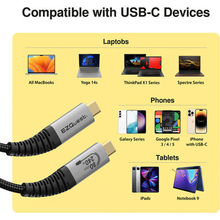 EZQuest DuraGuard Cable USB4 V2 3.9 Pies 80 Gb/s 240W USB-C