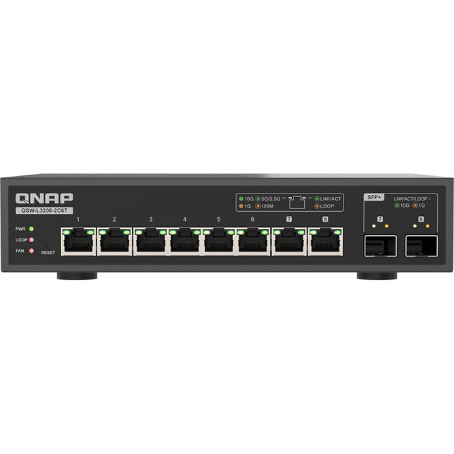 QNAP QSW-L3208-2C6T-US Switch de Red Gestionado 6 Puertos 10G 160Gbps