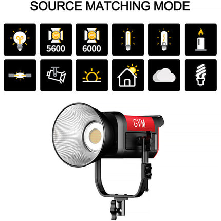 GVM Pro SD200B Monoluz LED Bicolor 200W 45400 Lux 2700-6800K con Reflector y Bolsa