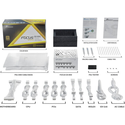 SeaSonic Electronics FOCUS GX fuente de alimentación modular ATX 850W 80 PLUS Gold blanca