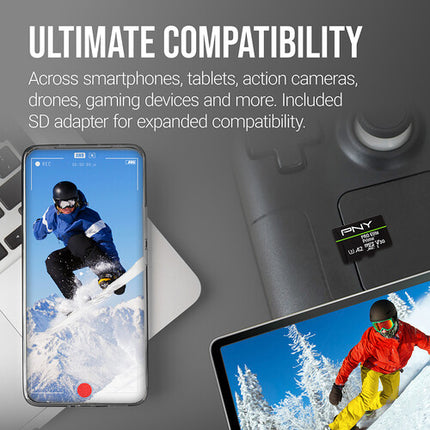 PNY 256GB microSDXC PRO Elite Prime tarjeta memoria A2 UHS-I V30 con adaptador SD