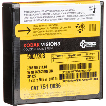Kodak VISION3 50D Película Negativa Color 16mm 100' Single Perf