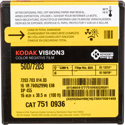 Kodak VISION3 50D Película Negativa Color 16mm 100' Single Perf