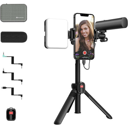 NearStream VK30 Kit de Video para Smartphone con Micrófono Shotgun Luz LED y Trípode Ajustable