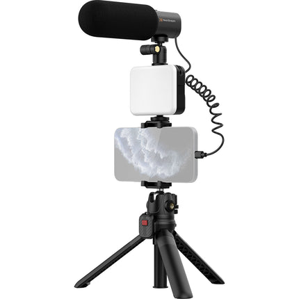 NearStream VK30 Kit de Video para Smartphone con Micrófono Shotgun Luz LED y Trípode Ajustable