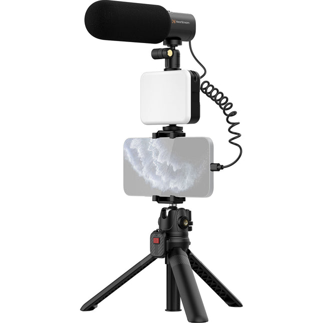 NearStream VK30 Kit de Video para Smartphone con Micrófono Shotgun Luz LED y Trípode Ajustable