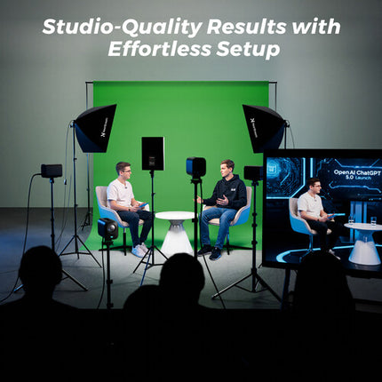 NearStream Duo Kit para Podcast con 2 Cámaras 4K Micrófonos Condensador y Pantalla Verde