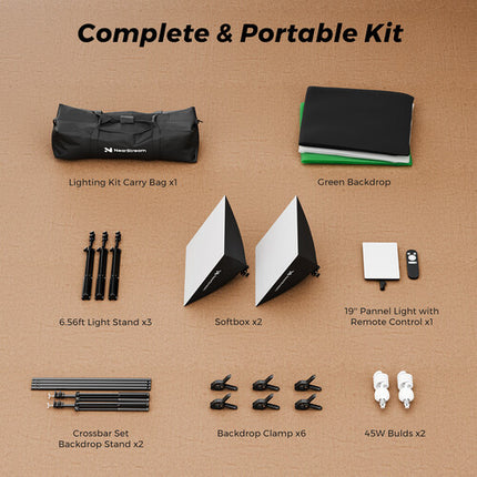 NearStream Duo Kit para Podcast con 2 Cámaras 4K Micrófonos Condensador y Pantalla Verde