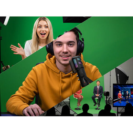 NearStream Duo Kit para Podcast con 2 Cámaras 4K Micrófonos Condensador y Pantalla Verde