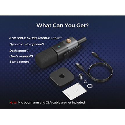 NearStream AM15X Micrófono Dinámico XLR USB con Soporte de Escritorio Ajustable